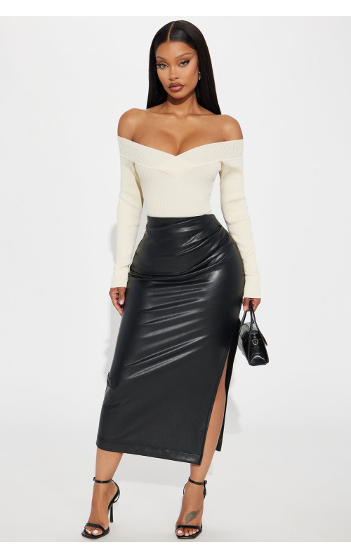 Міді-спідниця зі штучної шкіри 