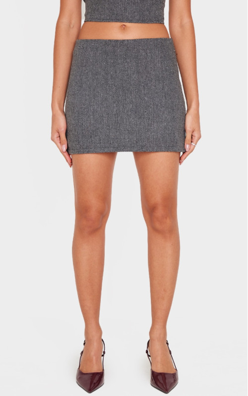 Темно-сіра міні-спідниця з ялинкою