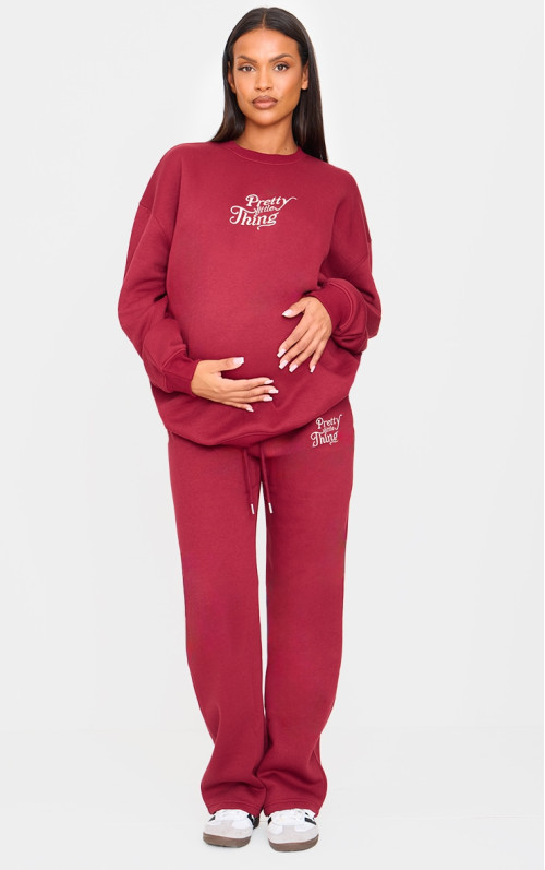 Широкі джоггери для вагітних з вишивкою PRETTYLITTLETHING