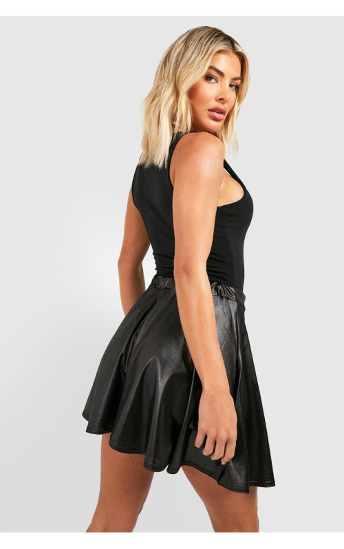 Шкіряна спідниця з високою талією