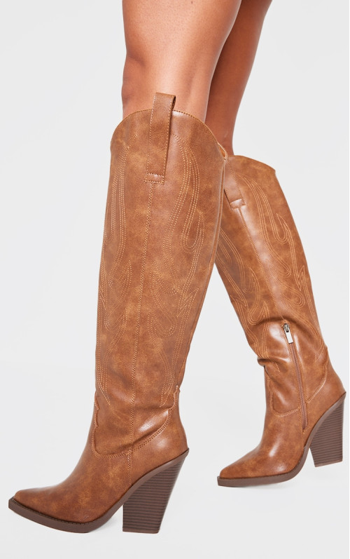 Чорно-коричневі чорні черевики з натурального поліуретану з гострим носом і високим блочним каблуком