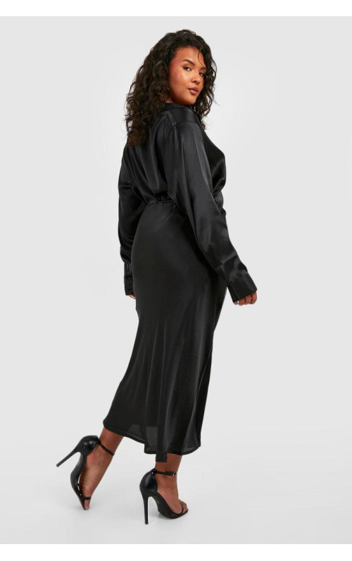 Плюс атласна спідниця Midaxi