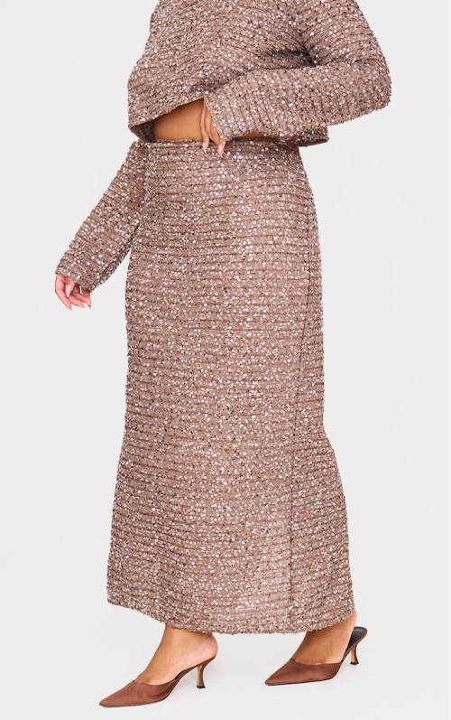 Плюс спідниця максі з паєтками Mocha