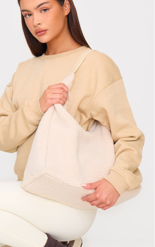 Кремова сумка Borg Slouchy великого розміру