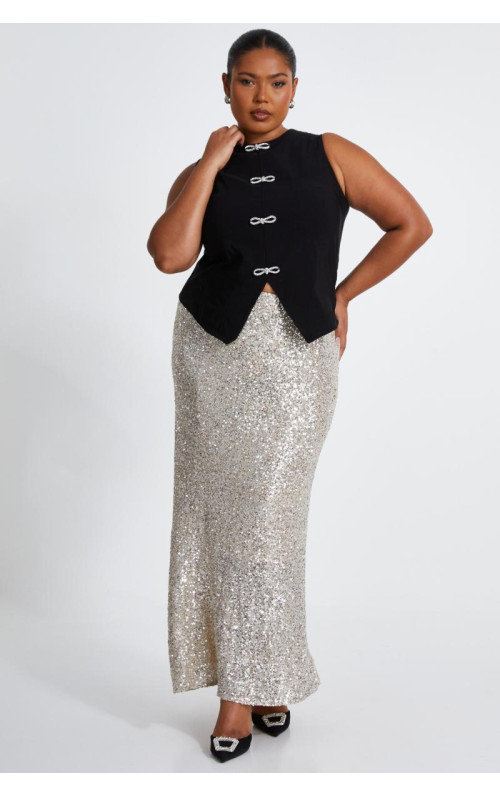 Від білої кривої блискітки максі спідниця