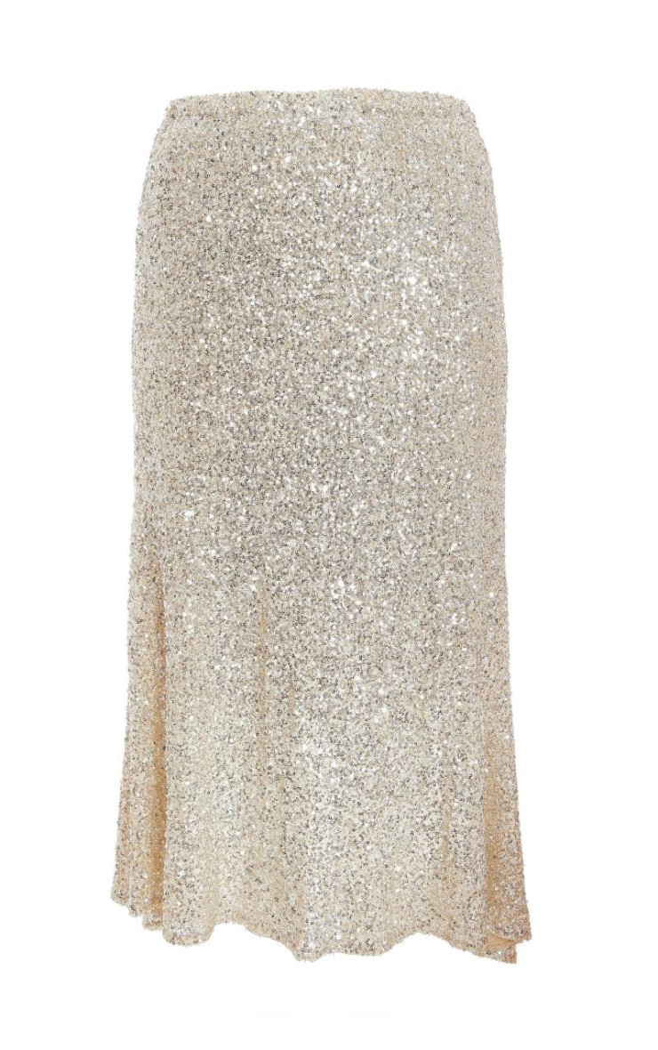 Від білої кривої блискітки максі спідниця