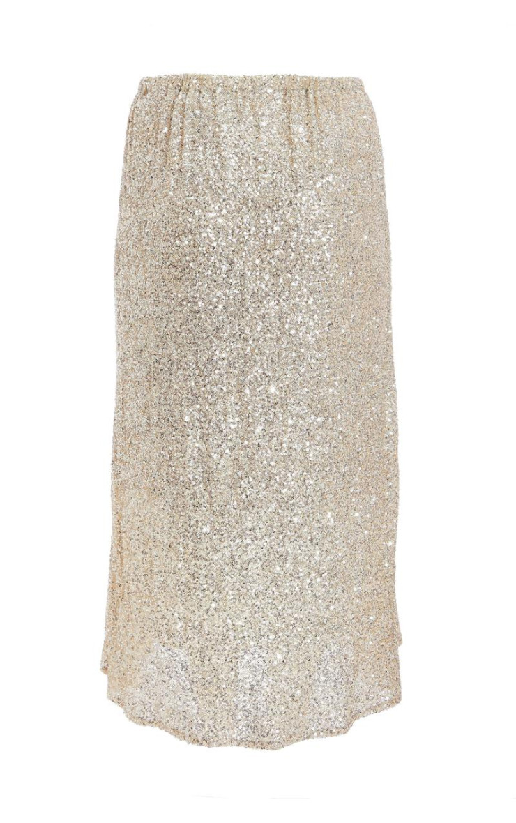 Від білої кривої блискітки максі спідниця