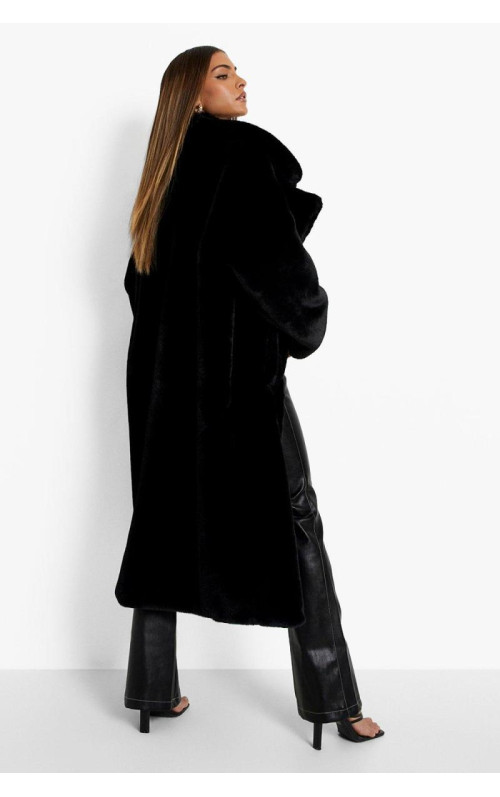 Розкішне подовжене пальто зі штучного хутра