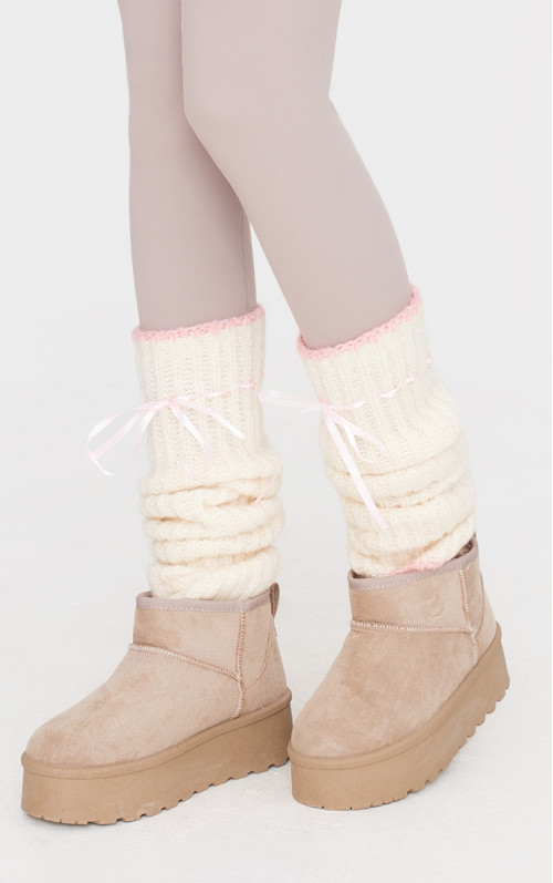 Кремові гетри з бантом вільного в’язання Кремові гетри з бантом вільного в’язання