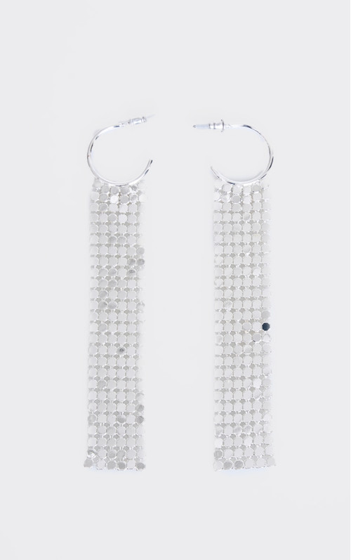 Сережки-кільця зі срібного ланцюжка