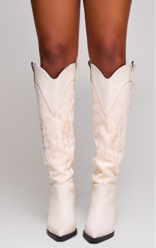 Верхні черевики із штучної замші з високими колінами і блочною каблукою