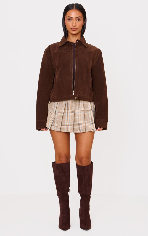 Маленька коричнева міні-спідниця в клітку