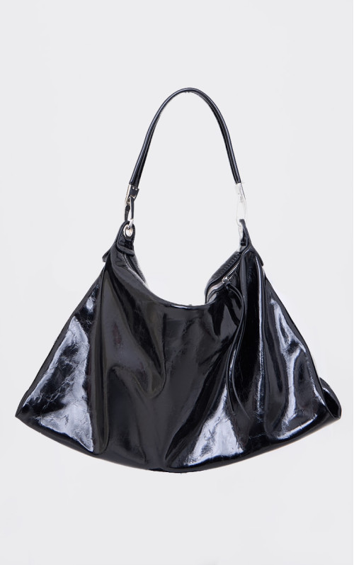 Чорна сумка через плече з поліуретановою формою півмісяця