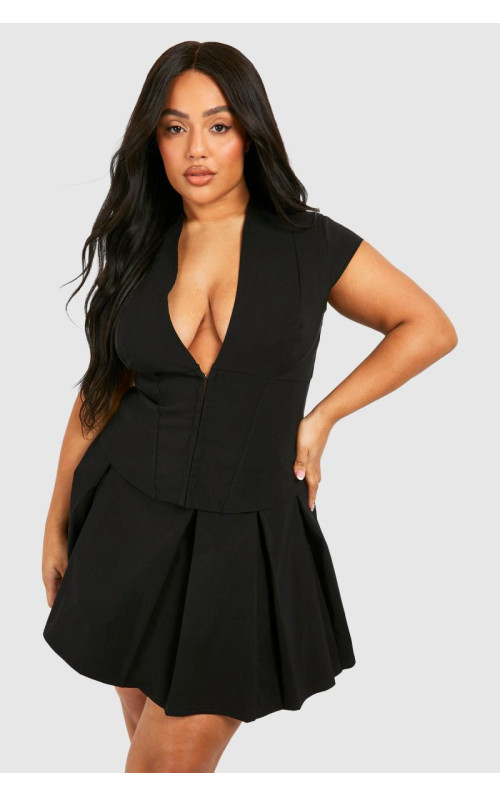 Плюс плісирована міні-спідниця