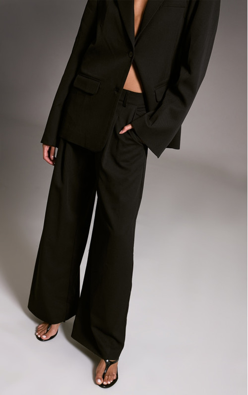 Чорний індивідуальний платусований штани з широким ногами