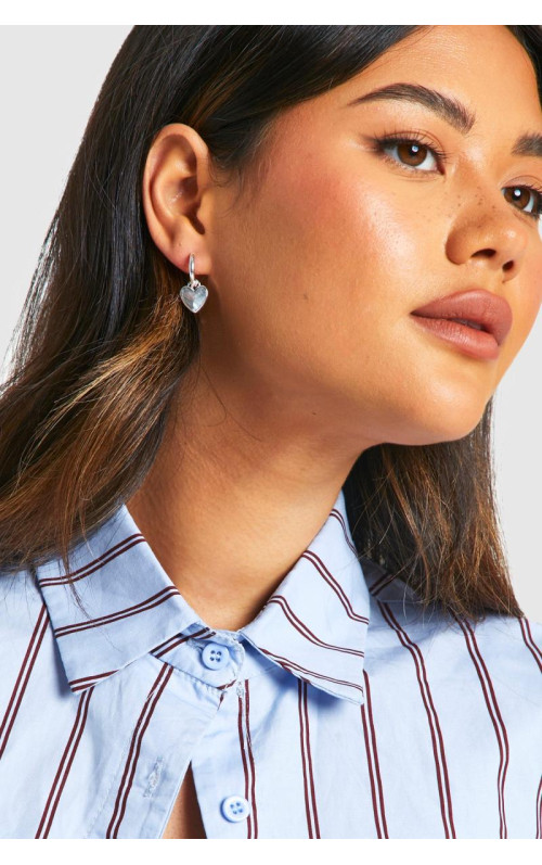 Срібні сережки-кільця у формі серця