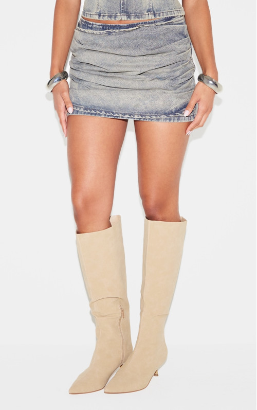 Вінтажна джинсова міні-спідниця з рюшами