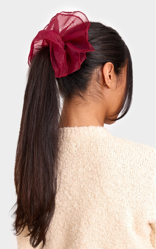 Велика гумка з бордової органзи