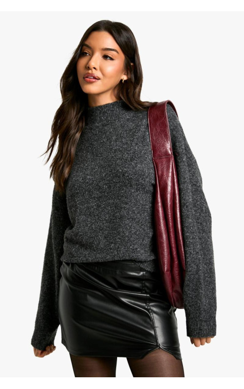 Міні-спідниця з поліуретанового розділеного подолу