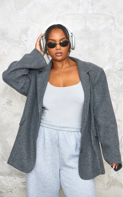 Додатково вугільний вовняний піджак із щіткою