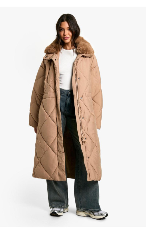 Стегана парка преміум-класу зі штучного хутра