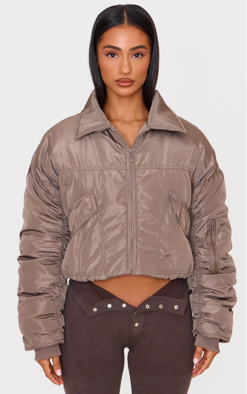 Куртка-бомбер Petite Taupe із рюшами та рукавами