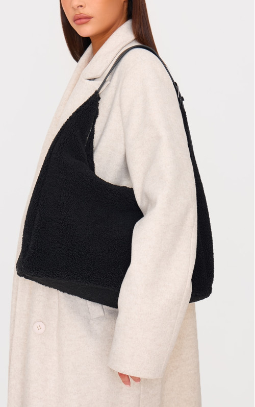 Чорна велика сумка Borg Slouchy Чорна велика сумка Borg Slouchy