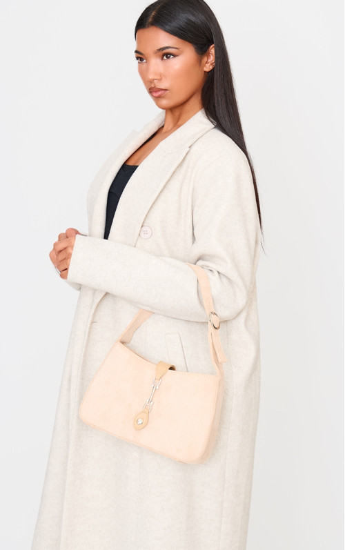 Сумка через плече із штучної замші кольору чорного кольору із застібкою Сумка через плече із штучної замші кольору чорного кольору із застібкою