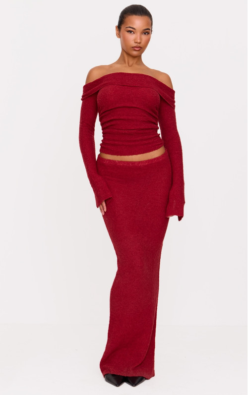 Бордова трикотажна максі-спідниця Бордова трикотажна максі-спідниця