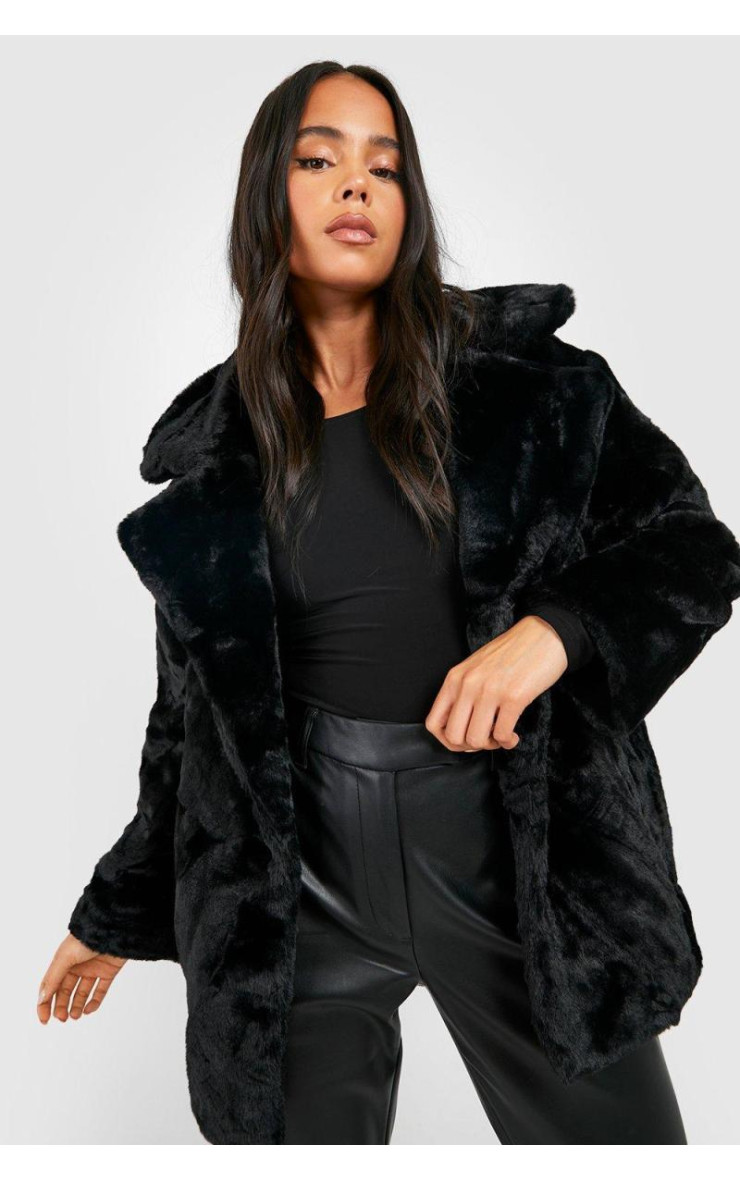 Розкішна шуба зі штучного хутра Petite Oversize Collar