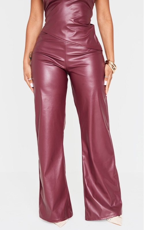 Бордові штани зі штучної шкіри Shape