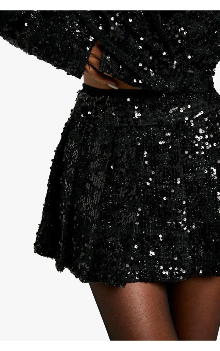 Плісирована міні-спідниця преміум-класу з паєтками з букле