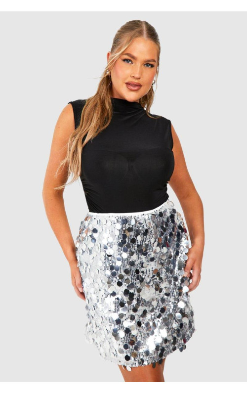 Плюс змішана міні-спідниця з паєтками