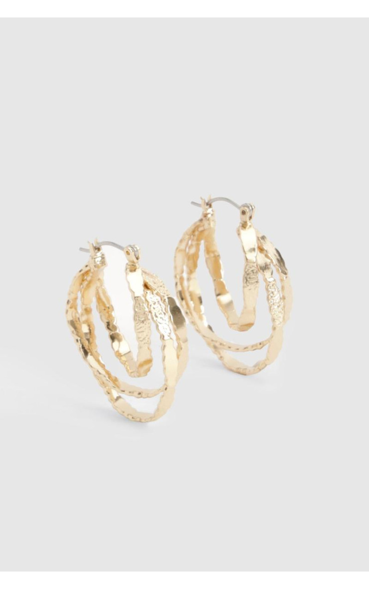 Текстуровані потрійні сережки-кільця