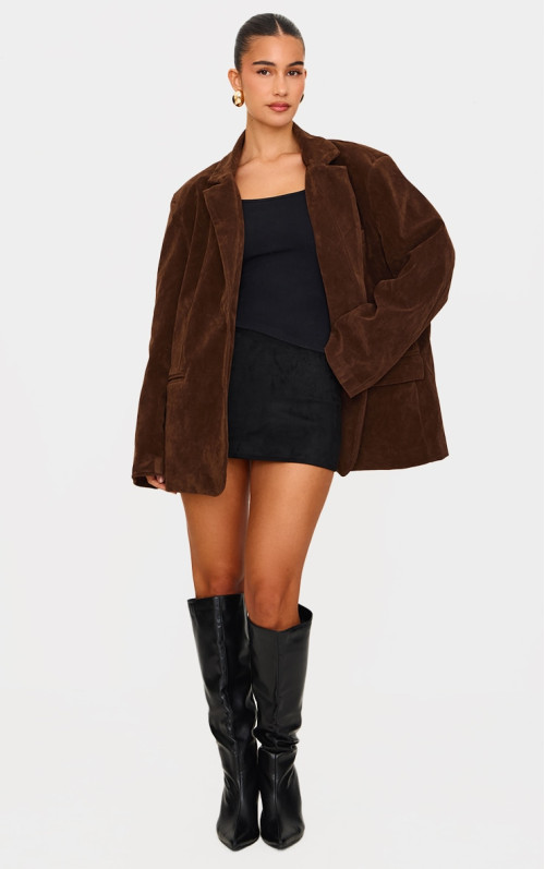 Чорна міні-спідниця зі штучної замші