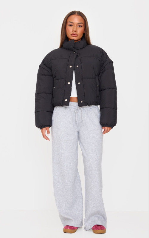 Куртка-пуховик Petite Black з м’якого нейлону з рукавами та кишенями Куртка-пуховик Petite Black з м’якого нейлону з рукавами та кишенями