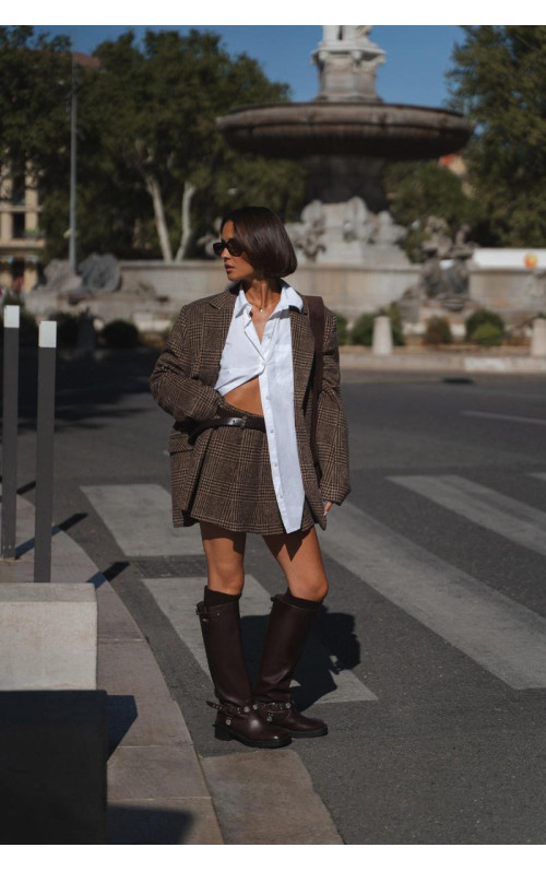 Міні-спідниця преміум-класу з шерстяним поясом і поясом