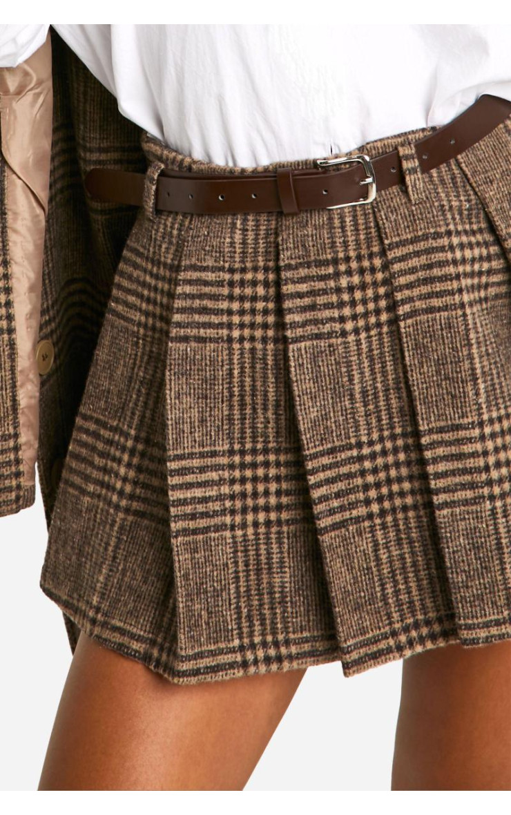 Міні-спідниця преміум-класу з шерстяним поясом і поясом