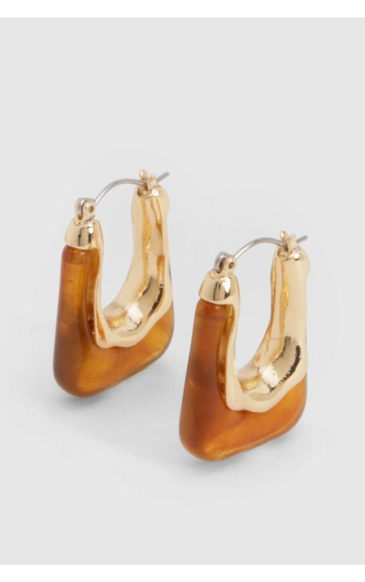 Мармурові квадратні масивні сережки-кільця