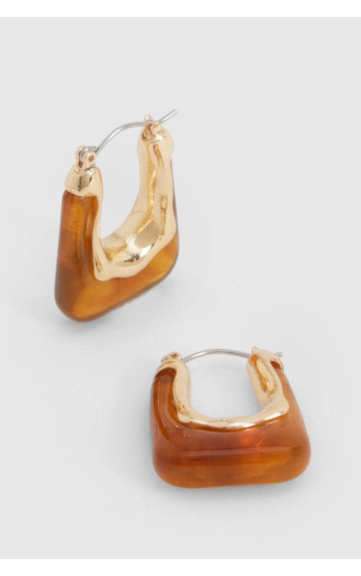 Мармурові квадратні масивні сережки-кільця