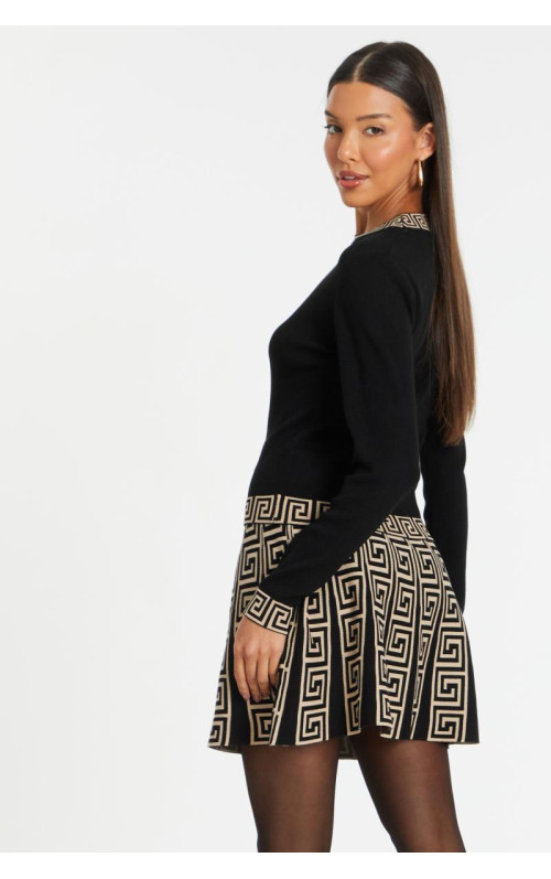 Чорна в'язана геометрична міні -спідниця