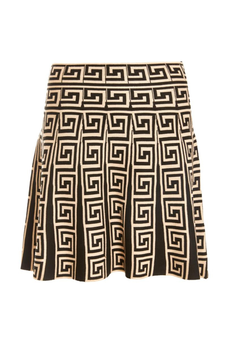 Чорна в'язана геометрична міні -спідниця