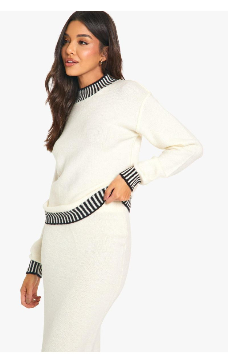 Трикотажний джемпер преміум-класу з контрастною обробкою та максі-спідниця