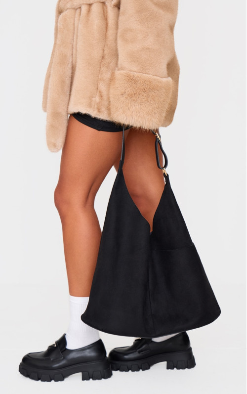 Чорна сумка-сумка зі штучної замші