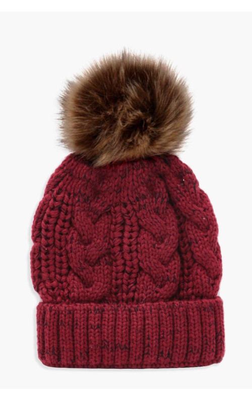 Шапка-біні зі штучного хутра