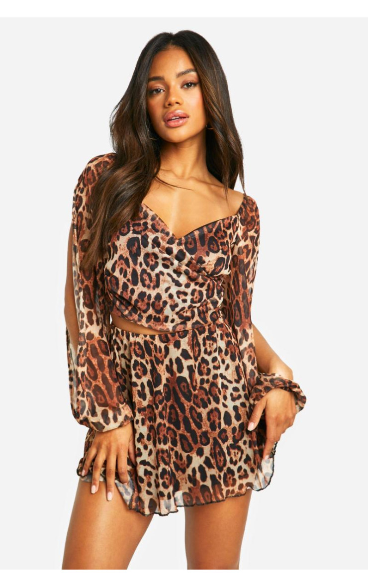 Міні-спідниця з леопардової сітки