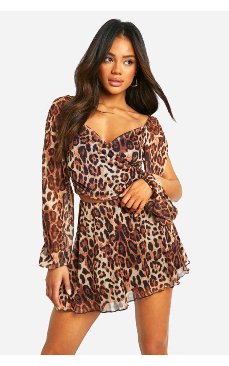 Міні-спідниця з леопардової сітки