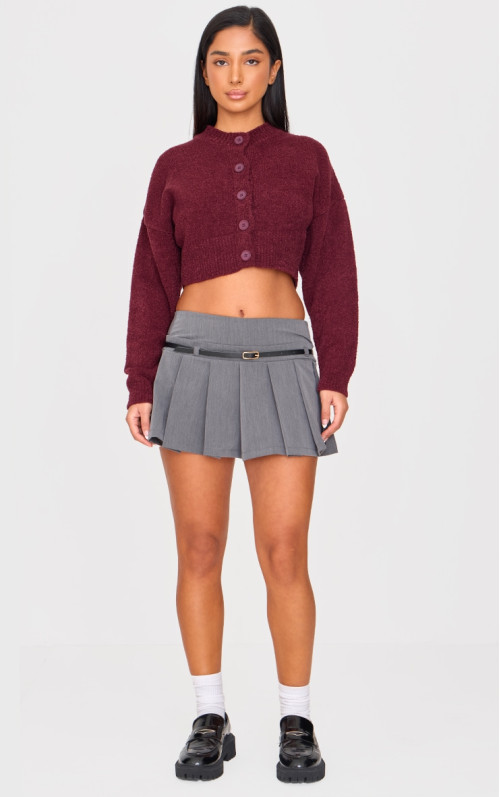 Маленька мікроміні-спідниця з поясом у складку вугільного кольору