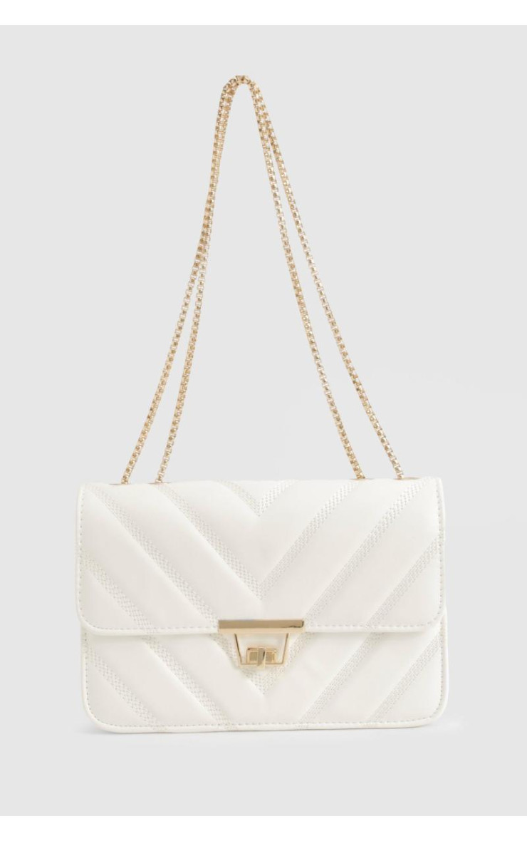 Стьобана сумка на ланцюжку через плече зі штучної шкіри