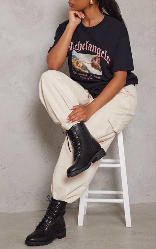 Чорні базові байкерські черевики з поліуретану